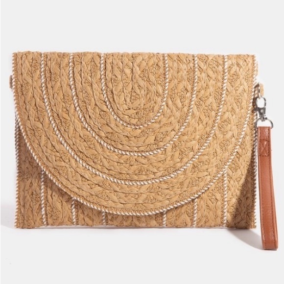 🔥SOLD OUT - Fame Stitch Detailed Straw Crossbody Bag - Picture 2 of 5